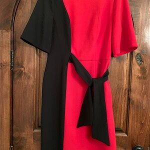 London Times Red and Black Long Sleeve Dress